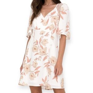 Miss Me S Floral Haven Sweetheart Mini Dress Lace Off White Peach Pink *mark*